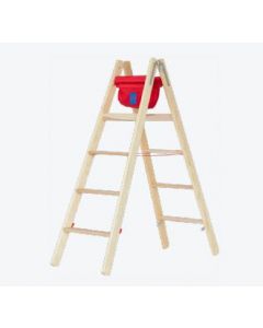 Dubbele ladder hout met extra diepe sporten, tweezijdig beklimbaar Hymer 71499
